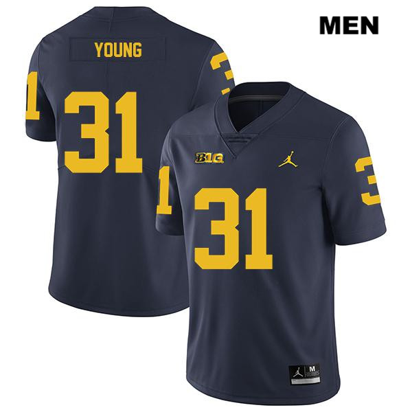 Men's NCAA Michigan Wolverines Jack Young #31 Navy Jordan Brand Authentic Stitched Legend Football College Jersey YJ25T18KM